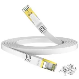 Produktbild: HiiPeak lan kabel 5meter cat 8 netzwerkkabel 1m 2m 3m 5m 10meter 15 meter 20meter 30 meter lan kabel cat 8 ethernet kabel internetkabel Flach mit 40 Gigabit/s und 2000 MHz, Weiß