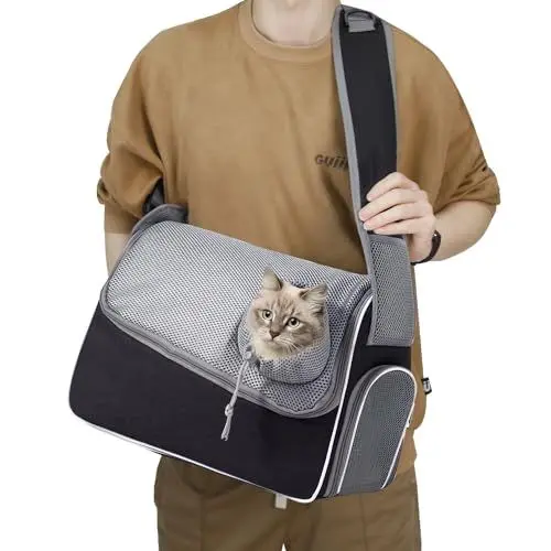 Produktbild: HIKEMAN Hundetragetasche Haustier Schultertasche Hundetragebeutel - Hundetasche,Verstellbare Tragetasche Hund,Pet Tragetuch Single Schulter für Spaziergang Outdoor Reisen (schwarz)