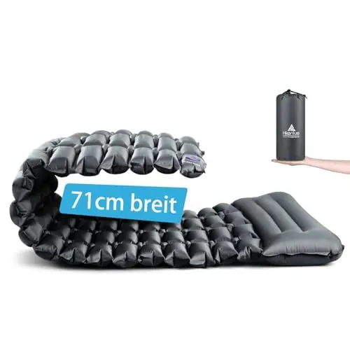 Produktbild: HIKENTURE Isomatte Camping Ultraleicht mit Pumpsack - 71cm Breit - Aufblasbare Isomatte Kleines Packmaß - Camping Mattte Isomatten Outdoor Schlafmatte-B1