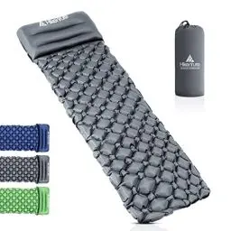 Produktbild: HIKENTURE Isomatte Camping kleines Packmaß Aufblasbare Luftmatratze Ultraleicht - Schlafmatte für Camping, Trekking, Backpacking (Grau mit Kissen)- Grey B4…