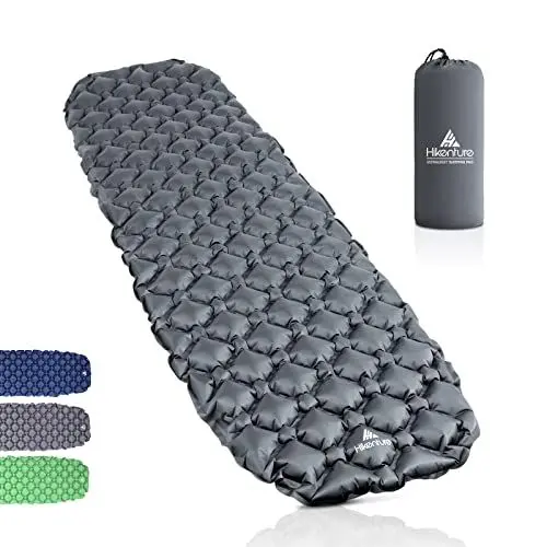 Produktbild: HIKENTURE Isomatte Camping kleines Packmaß Aufblasbare Luftmatratze Ultraleicht - Schlafmatte für Camping, Trekking, Backpacking (Grau ohne Kissen)- Grey A4…