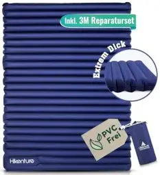 Produktbild: HIKENTURE Isomatte für 2 Personen 3.2 R-Wert Ultraleicht, Doppel Isomatte Aufblasbar, Camping Luftmatratze Schlafmatte Kleines Packmaß mit Fußpumpe, für Camping, Outdoor, Wandern, Strand, Navyblau