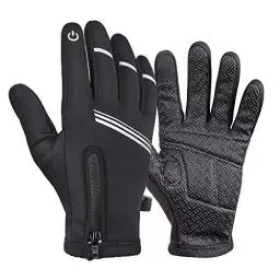 Produktbild: HIKENTURE-Fahrradhandschuhe-Superwarme Winddichte rutschfeste MTB-Handschuhe mit Touchscreen-Funktion Schwarze Vollfinger Winterhandschuhe für Herren und Damen Radsporthandschuhe Winter und Herbst-L