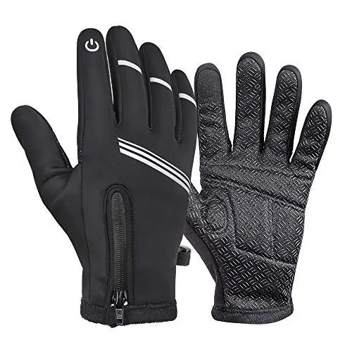 Produktbild: HIKENTURE-Fahrradhandschuhe-Superwarme Winddichte rutschfeste MTB-Handschuhe mit Touchscreen-Funktion Schwarze Vollfinger Winterhandschuhe für Herren und Damen Radsporthandschuhe Winter und Herbst-M
