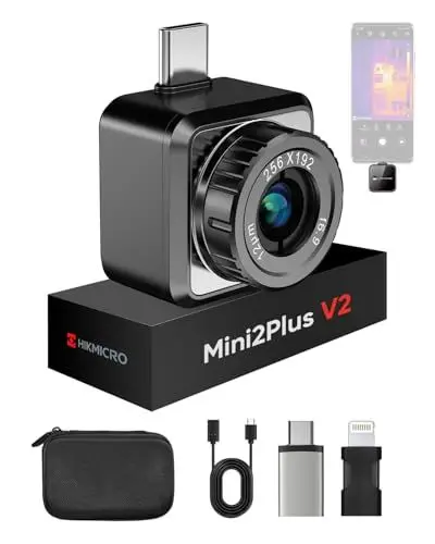 Produktbild: HIKMICRO Wärmebildkamera Mini2PlusV2, Manuell fokussierende Thermal Camera Kompatibel mit iOS und Android, SuperIR IR-Auflösung von 256 x 192px, 25Hz, USB-C/Lightning(Geeignet für iPhone 15-Serie)