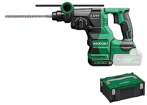Produktbild: HiKOKI Akku Bohr- und Meißelhammer SDS-Plus - 18 V - 3,2 J Schlagenergie, Betonbohren bis 26 mm, bürstenlos, LED, Staubabsaugung, vibrationsarm, ergonomisch - Inkl. Koffer - Ohne Akku & Ladegerät