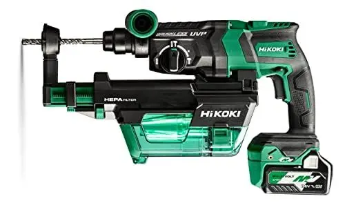 Produktbild: HiKOKI Akku Bohr- & Meißelhammer DH36DPE (36V, 3.2 J, Staubabsaugung, Brushless, LED, Bohrtiefenmanagement, SDS-plus-Werkzeugaufnahme, Zubehör, Koffer, inkl. 2x 2.5 Ah Akku und Ladegerät))