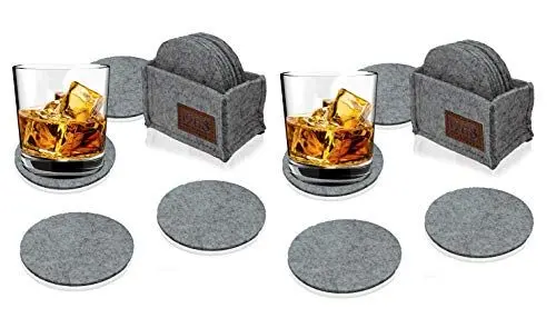Produktbild: Hillfield Filz Untersetzer rund für Gläser - 10er Set Ink. Box - Design Glasuntersetzer in grau für Getränke, Tassen, Bar, Glas - Tischuntersetzer Filzuntersetzer (2 x Hellgrau, 20 Stück)