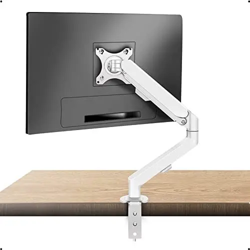 Produktbild: HILLPORT Monitor Halterung Weiß für 17-34 Zoll Bildschirme Monitorhalterung 1 Monitor, Höhenverstellbar mit Neigungen, Schwenken, Bildschirmhalterung von 2-9 kg VESA 75 & 100 mm M5W