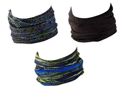 Produktbild: Hilltop 3 x Motorrad Multifunktionstuch, Schlauchtuch, Sport-Halstuch, Bandana / 3-er Set in aktuellen Designs, 3er Set:Grün Schwarz