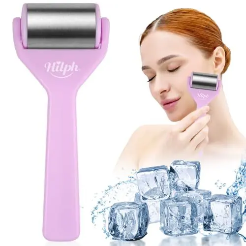 Produktbild: Hilph Eisroller für Gesicht Augen, Gesichtsroller Gesichtsmassage Tools Ice Roller für Schwellungen, Teint zu Straffen, Geschwollene Augen Augenringe, Haut Entspannen, Edelstahl Facial Ice Roller