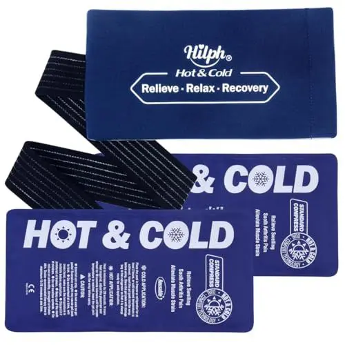 Produktbild: Hilph 2 Stück Kühlpads Gel mit Klettverschluss, 14 x 27.5 cm Wärme und Kältetherapie Kühlkissen Kühlakku Gel-Eisbeutel für Knie, Rücken, Knöchel, Arme, Verletzungen, Schwellungen und Entzündungen