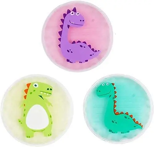 Produktbild: Hilph Kühlpads Kinder mit Ungiftig Gel für Verletzungen(3 Stück), 11x11cm Dinosaurier Kleine Kühlpacks Kalt & Warm Kompresse Kühlakku für Weisheitszahn, Beulen, Fieber, Prellungen, Insektenstiche