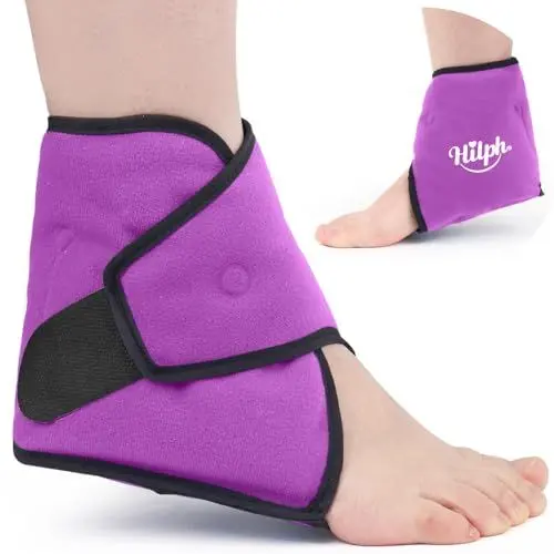 Produktbild: Hilph Kühlpads Fußgelenk, Kühlbandage Knöchel Sprunggelenkbandage mit Kühl-Gel Kältetherapie Fußknöchel Rheuma Chemotherapie Knöchelschmerzen Fußgelenkbandage Knöchelbandage - Lila
