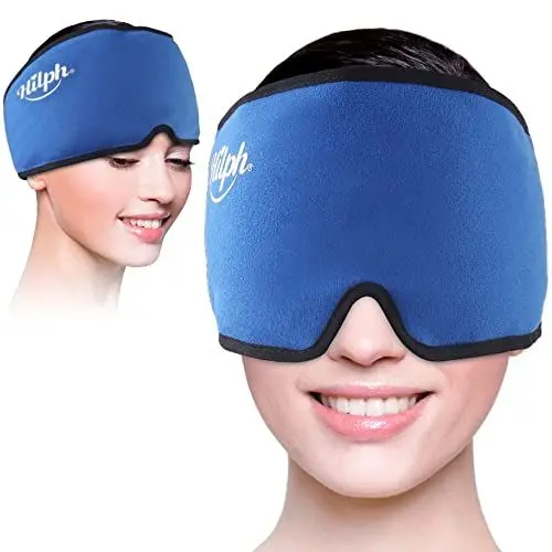 Produktbild: Hilph Dehnbare Kühlpads Migräne Maske Gel Kühlmaske, Flexibel Kühlpads Headache Relief Hat Migräne, Migräne Mütze Schlafmaske für Kopfschmerzen, Geschwollene Augen, Nebenhöhlen, Nervosität