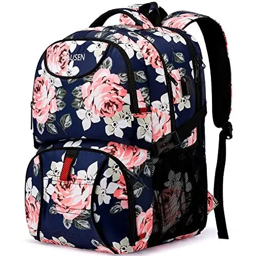 Produktbild: HILUSEN Rucksack Damen groß mit USB-Ladeanschluss & Laptopfach für 17 Zoll Laptop,wasserdicht Arbeitstasche Großer Schulrucksack Tasche Backpack mädchen für Arbeit Schule Uni Reisen