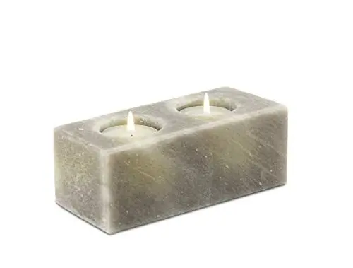 Produktbild: HIMALAYA SALT DREAMS Teelichthalter Twin Cube, Grey Line, Kristallsalz aus Punjab/Pakistan, Grau, ca. 15 x 6 x 5,5 cm