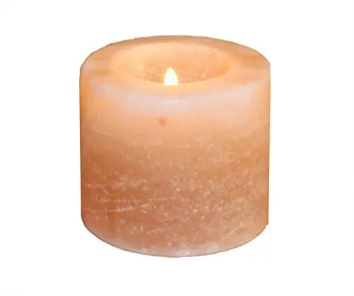 Produktbild: HIMALAYA SALT DREAMS Teelichthalter Zylinder, Kristallsalz aus Punjab/Pakistan, Orange, ca. 7 x 7 x 7 cm