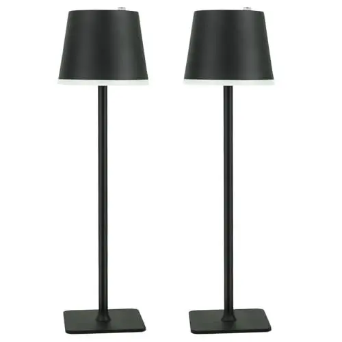 Produktbild: Himmel Dimmbare led akku tischleuchte 2 Stück,LED Tischleuchte Kabellos wasserdicht tragbare, stufenlose dimmbare moderne Outdoor Lampe für Restaurant/Schlafzimmer/im Freien (schwarz)