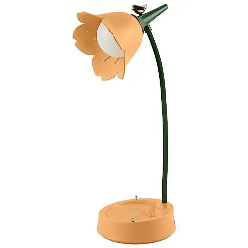 Produktbild: Himmel Schreibtischlampe Kinder, Dimmbare LED Tischlampe mit 3 Farbtemperaturen, Wiederaufladbare Schreibtischlampe mit Touchsensor und Flexibles Arm, USB Nachttischlampe für Lesen, Lernen(gelb)