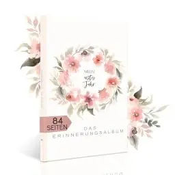 Produktbild: HIMMEL.HERZ.PAPIER® Mein erstes Jahr Babyalbum - Erinnerungsbuch Baby Tagebuch - Din A4 - Geschenk für Mädchen & Jungen zur Geburt Fotoalbum- Mein erstes Jahr Rosa