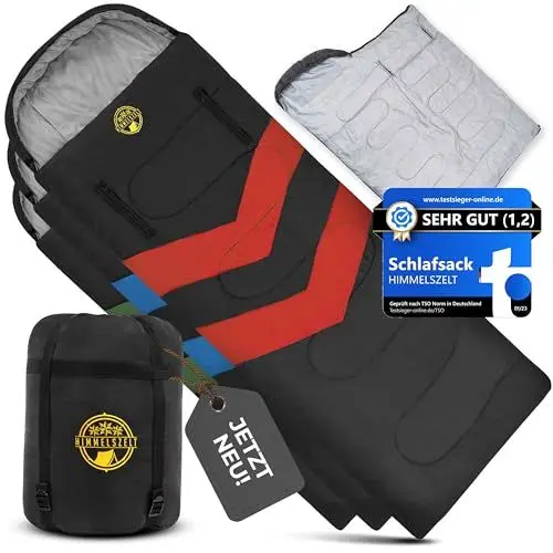 Produktbild: HIMMELSZELT Schlafsack Winter Outdoor Camping 4 Jahreszeiten -5°C bis +10°C Deckenschlafsack für Erwachsene 220x85cm Wasserabweisend DRYSHIELD-Technologie Festival Wandern Angeln