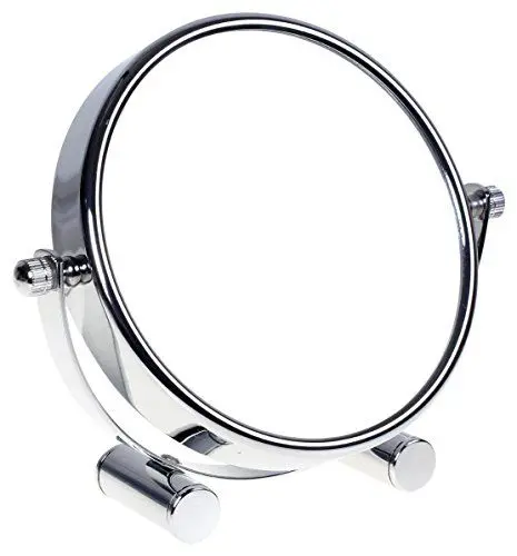 Produktbild: HIMRY Designed Kosmetik Spiegel/Kosmetikspiegel, 360° drehbar. zweiseitig: normal und 5 - Fach Vergrößerung. Standspiegel, Rasierspiegel, Badezimmerspiegel. verchromten, KXD3104-5x
