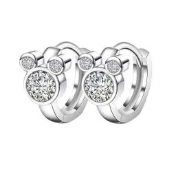 Produktbild: HinDaLi Ohrringe Silber 925 für Frauen Mädchen Ohrring Creolen Silber Mini Maus mit Zirkonia Ohrringe Damen Silber Ohrring aus Silber Creolen Damen Klein Kreolen Knorpel Ohrschmuck Kinder