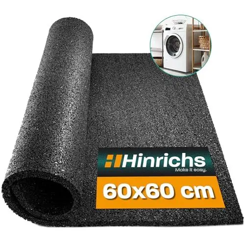 Produktbild: Hinrichs Antivibrationsmatte für Waschmaschinen 60 x 60 cm - Gummimatte - Zuschneidbare Dämmmatte als Waschmaschinenunterlage - Rubber Mat