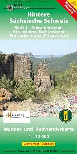 Produktbild: Hintere Sächsische Schweiz Blatt 1 - Schrammsteine, Affensteine, Zschirnsteine: Wander- und Radwanderkarte . 1:15000 GPS-fähig wetterfest, reißfest