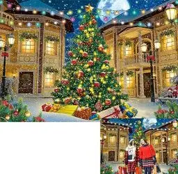 Produktbild: Hintergrund für Weihnachten, Stadt, Straßenszene, Outdoor, Weihnachtsbaum, Geschenkboxen, Geschäft, Landschaft, Fotografie, Hintergrund, Winterhäuser, Nacht, Schneeflocken, Häuser, Fotoautomaten,