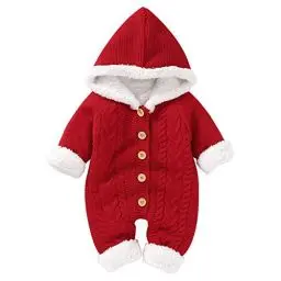 Produktbild: Hinzonek Baby Gestrickt Fleece Gefüttert Schneeanzug Baby Jungen Mädchen Winter Warme Strampler Overall Weihnachtskleidung