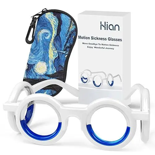 Produktbild: Hion Anti-Motion Sickness Smart Brille, ultraleichte tragbare Übelkeitslinderung Brille, Airsick Sickness Seekrankheit Brille für Sport Travel Gaming（starry）
