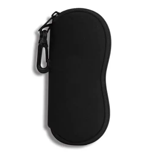 Produktbild: Hion Brillenetui Sonnenbrille Weiche Tasche mit Gürtelclip Ultraleichter Neopren-Reißverschluss Brillenetui Bedruckte Sonnenbrillentasche für stilvolle tragbare Reisebrillen(Schwarz)