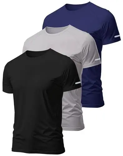 Produktbild: Hioutdoor Sport Tshirts Herren Für 3 Or 5er Pack Funktionsshirt Fitness Kurzarm Männer Atmungsaktiv Schnelltrocknend Trainingsshirt Laufshirt Kurzarm Bodybuilding M