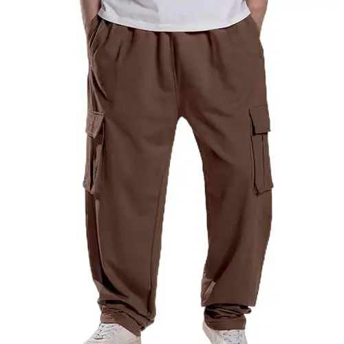 Produktbild: Hip Hop Plus Size Jogginghose Herren und Winter Jogginghose Multi Pocket Casual Pants Warme Herren Freizeithose (Coffee, XXXXL)
