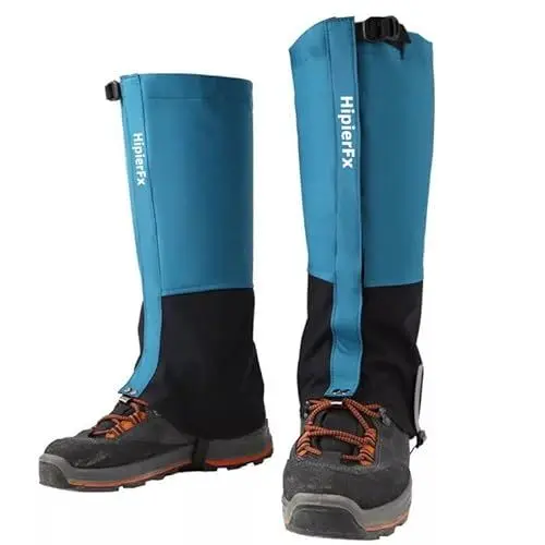 Produktbild: HipierFx Outdoor Gamaschen Wandern Wasserdicht Atmungsaktive Beinschutz Gaiter Einstellbare Schnee Regengamaschen für Damen und Herren Klettern Trekking Schneewandern Jagen Skifahren (M, Blau)