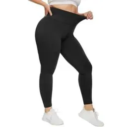 Produktbild: HIPOWER Leggings Damen High Waist Leggins Große Größen Blickdicht Schwarz Sportleggins Lang Bauchweg Plus Size Sporthose Elastische Yoga Pants Laufhose(Schwarz,4XL)
