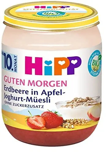 Produktbild: HiPP Bio Guten Morgen Erdbeere in Apfel-Joghurt-Müesli (6 x 160g), ab 10. Monat, ohne Zuckerzusatz, mit wertvollem Calcium, in bester Bio-Qualität