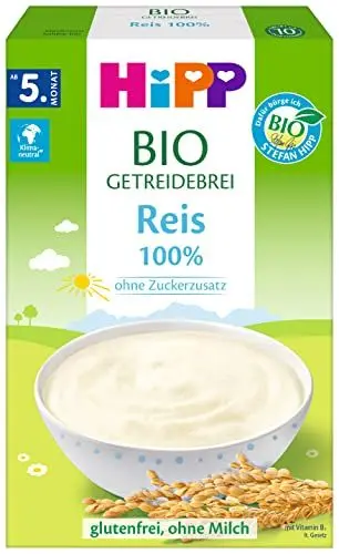 Produktbild: HiPP Bio Getreidebrei 100% Reis (6 x 200g), nach dem 5. Monat, glutenfrei, ohne Zuckerzusatz, ohne Milch, in bester Bio-Qualität