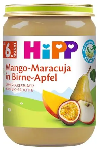 Produktbild: Hipp Früchte, Mango-Maracuja in Birne-Apfel, 6er Pack (6 x 190 g) - Bio