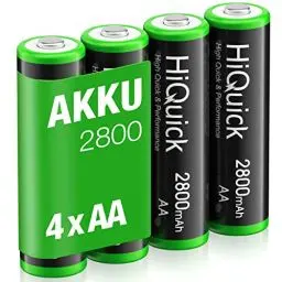 Produktbild: HiQuick Mignon AA Akku 2800mAh - NI-MH wiederaufladbare Batterien, 1200 Tech wideraufladbare AA Akkus, geringe Selbstentladung - 1,2V AA Batterien 4 Stück