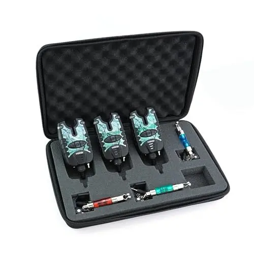 Produktbild: Hirisi Tackle Angeln Bissanzeiger und LED Swinger Set 3 Farben LED Lichter Karpfen Alarm Camouflage