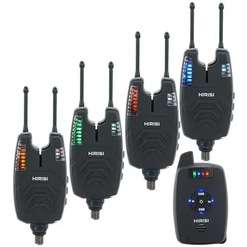 Produktbild: Hirisi Tackle Karpfenangeln Funkalarm-Set, 4 Alarme Und 1 EmpfäNger, Voll FunktionsfäHig Bissanzeiger Angeln Mit Funk (SX1-4)
