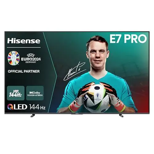 Produktbild: Hisense 100E77NQ Pro 254cm (100 Zoll) Fernseher, 4K UHD, QLED, Smart TV, Total HDR, Dolby Vision IQ Atmos, 144Hz (VRR), HDMI 2.1, Game Mode PRO, Triple Tuner, Alexa Built-In, Dunkelgrau, (2024)