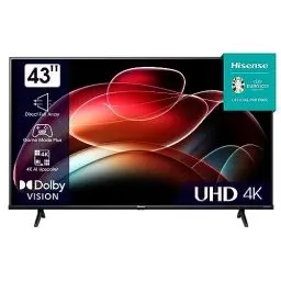 Produktbild: Hisense 43E6KT 108cm (43 Zoll) Fernseher, 4K UHD, Smart TV, HDR, Dolby Vision, Triple Tuner DVB-C/S/S2/T/T2, Frameless, WiFi, Bluetooth, Alexa Built-In, DTS Virtual X, Hotel Mode, Schwarz (2023)