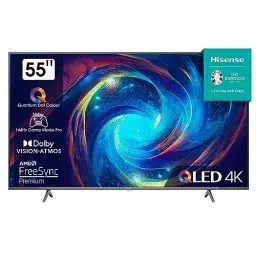 Produktbild: Hisense 55E7KQ PRO 139cm (55 Zoll) Fernseher, 4K UHD, QLED, Smart TV, HDR, Dolby Vision IQ, 144Hz (VRR), HDMI 2.1, Game Mode PRO, Triple Tuner, Alexa Built-In, Dolby Atmos, Dunkelgrau (2023)