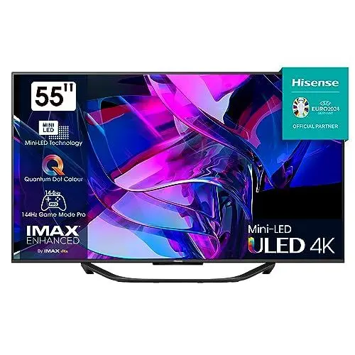 Produktbild: Hisense 55U7KQ 139 cm (55 Zoll) Fernseher 4K Mini LED ULED HDR Smart TV, Quantum Dot, 120Hz, HDMI 2.1, Game Mode Pro, Dolby Vision IQ & Atmos, Bluetooth, Alexa Built-in, Anthrazit (2023)