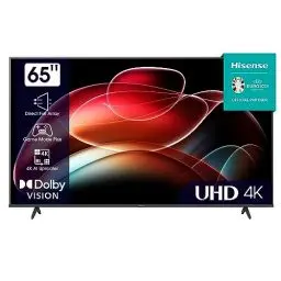 Produktbild: Hisense 65E6KT 164cm (65 Zoll) Fernseher, 4K UHD, HDR, Dolby Vision, Triple Tuner, Smart-TV, Bluetooth, WiFi, Alexa Built-In, DTS Virtual X, Hotel Mode, Schwarz (2023)