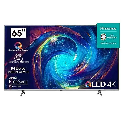 Produktbild: Hisense 65E7KQ PRO 164cm (65 Zoll) Fernseher, 4K UHD, QLED, Smart TV, HDR, Dolby Vision IQ, 144Hz (VRR), HDMI 2.1, Game Mode PRO, Triple Tuner, Alexa Built-In, Dolby Atmos, Dunkelgrau (2023)